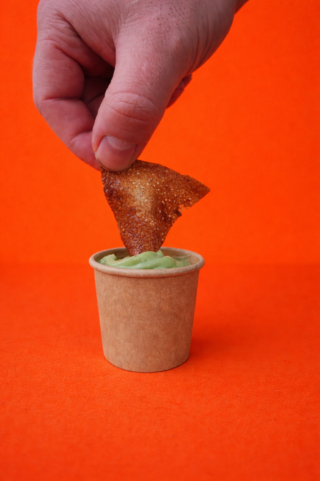 Chips de sarrasin trempée dans une sauce maison